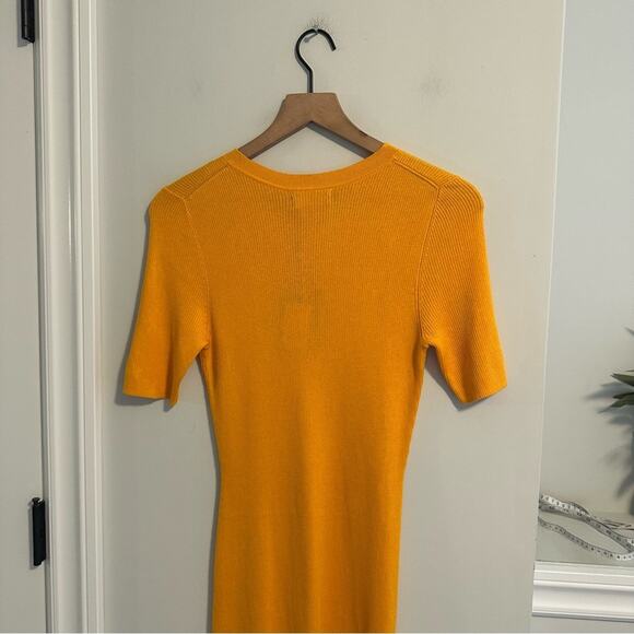 NWT Naadam Orange Mango Silk Cashmere Ribbed Mini Dress Medium - Picture 6 of 13